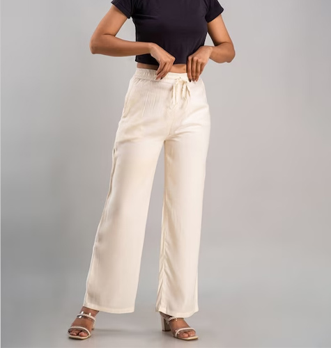 Women Cream-Coloured Palazzos